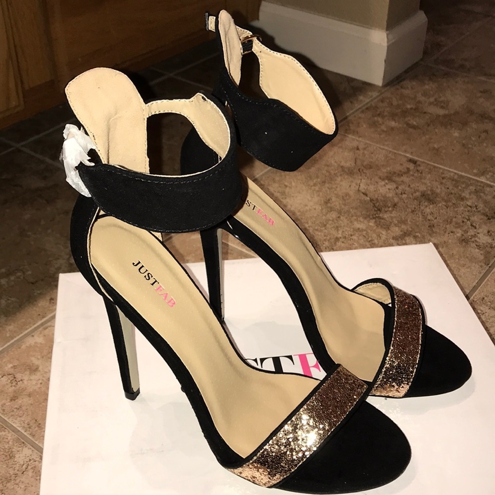 JustFab black suede heels